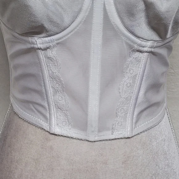 Merry Widow 60s Vintage White Corset Bustier Over Bust Longline Backless Bra 36B - Picture 6 of 11